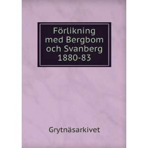   ¶rlikning med Bergbom och Svanberg 1880 83: GrytnÃ¤sarkivet: Books