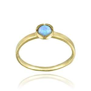  14K Gold Filled Created Blue Opal Ring Jewelry