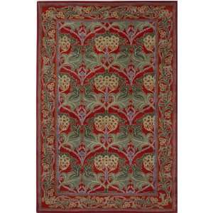  Surya Bungalo Red Teal Leaves Transitional 2 x 3 Rug 
