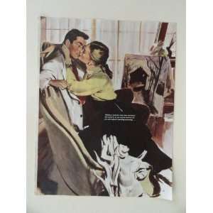   page print. (woman kissing a man.) original vintage 1949 Womans Home