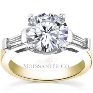 10mm Round & Baguette Moissanite Engagmeent Ring 4.5ctw  