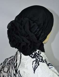 Piece Stylish Brimmed Cap Bonnet Hijab Chemo Hat Hair Loss Black 