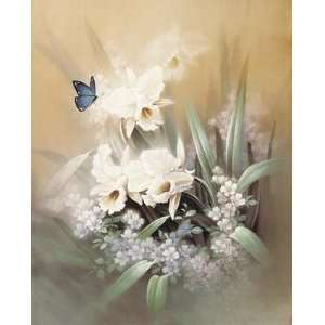  Butterfly And Iris Poster Print