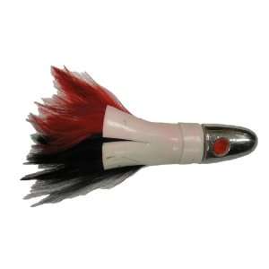 Saltwater Fishing Lure Black and Red Feather Lead Head  