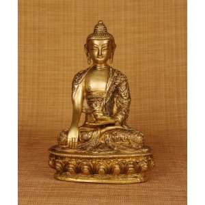 Miami Mumbai Buddha with Medicine Bowl on Lotus Brass StatueBR096 