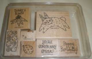 2000 Stampin Up 7 Rubber Stamps Funny Bunny Birthday  