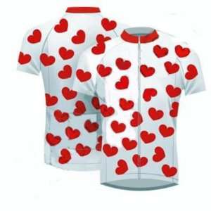   White Red Polka Dot Hart Cycling Top JERSEY Large: Sports & Outdoors