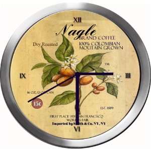  NAGLE 14 Inch Coffee Metal Clock Quartz Movement: Kitchen 