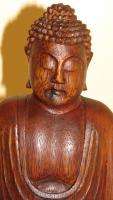8in Handcarved Wood Bali Buddha Meditative! S  
