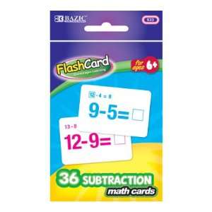  BAZIC Subtraction Flash Cards (36/Pack), Case Pack 72 