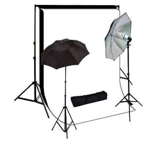   Studio 33 Umbrella Continuous Lighting Kit   2 Black/Silver Reflector