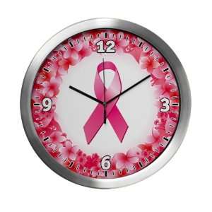    Modern Wall Clock Cancer Pink Ribbon Flower: Everything Else