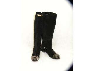 1495 CHRISTIAN LOUBOUTIN EGOUTINA black suede boots. Spike detailed 