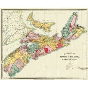  NOVA SCOTIA/ISLAND OF CAPE BRETON CANADA MAP 1865