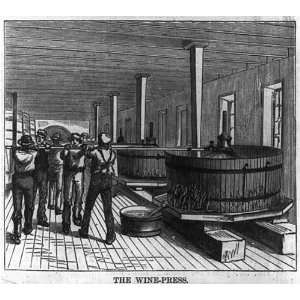  The Wine Press,1872,men turning press