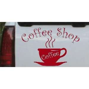 Coffee Shop Cup Business Car Window Wall Laptop Decal Sticker    Red 