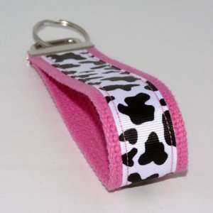   Print 6   Pink   Fabric Keychain Key Fob Ring Wristlet: Automotive