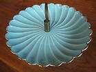 Vintage CAL Art USA #989 Pottery Aqua&Gold Candy Dish Plate Display 9 