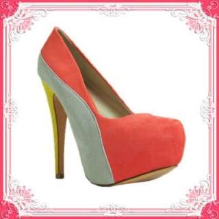   Coral Suede Colorblock Stiletto High Heel Pumps (Penelope44x): Shoes