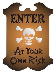 Pirate STENCIL Skull Bones Halloween Bedroom Enter Risk  