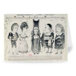  Five caricatures of the cast of a French..   Greeting Card 