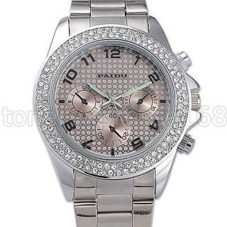 Silver Stainless Steel Crystal Dial Ladies Quartz Watch  