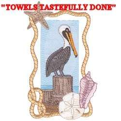 STUNNING PELICANS   2 EMBROIDERED HAND TOWELS by Susan  