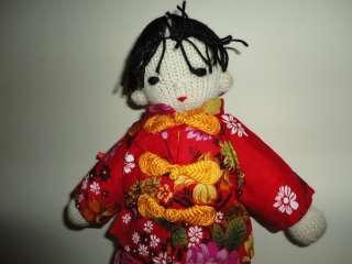 Chinese Girl Handmade Knitted Doll w Clothing 13 inch  