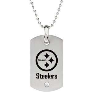    Stainless Steel Pittsburgh Steelers Logo Dog Tag Necklace Jewelry
