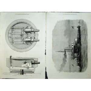  1871 Map Captain Scott Turret Gun Carriage Glatton Ship 