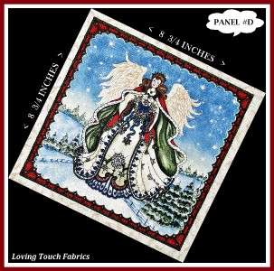 SSI /SHELLY RASCHE VICTORIAN CHRISTMAS LADY ANGEL FABRIC PANEL 8 3/4 
