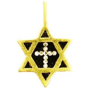  Star of David w/CZ Cross Gold Plated. Reversable 