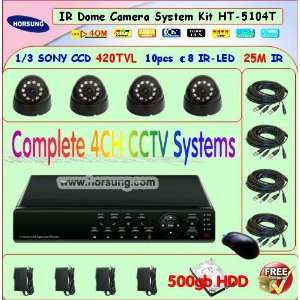  4ch cctv dvr camera color kit 500gb hdd ht 5104t: Camera 
