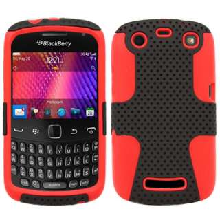 Blackberry Curve 9360/9350 Black/Red Hybrid silicone skin hard case 