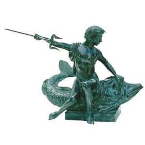   SRB992395 Neptune sitting on Fish Statue 