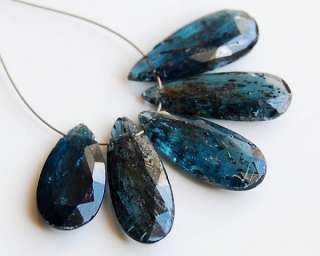 Royal Blue Kyanite Faceted Long Pear Briolette Beads  