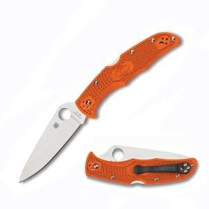 Spyderco Endura4 Lightweight FRN Flat Ground Plain Edge Knife, Orange 
