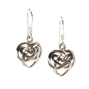  Sterling Silver Celtic Heart Earrings: Jewelry