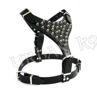 SPIKED LEATHER DOG HARNESS ROTWEILER, PITBULL  