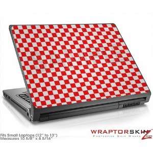  Small Laptop Skin Checkered Canvas Red and White 