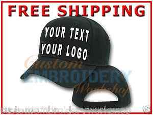 Custom Embroidered Personalized Ball Cap w/ Free Embroidery   Black 
