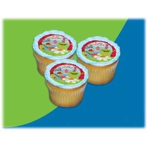   06 BIRTHDAY FROG & BUGS ICING SHEET 2.2 inches CUPCAKE: Home & Kitchen
