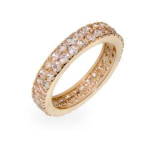 Chandas Gold Band with Double Row Cubic Zirconias Size 8 (Sizes 5 6 7 