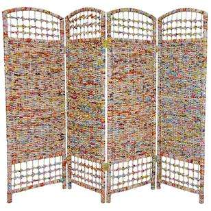 ft Tall Recycled Magazine Room Divider   4 Panel  