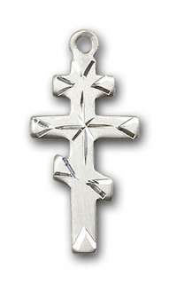 Sterling Silver Greek Orthodox Cross Pendant Necklace  