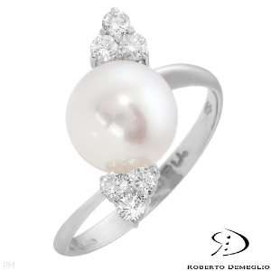 Roberto Demeglio 18K White Gold Pearl and 0.3 CTW Color H SI1 Diamond 