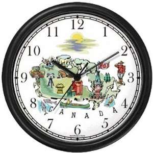 Map of Canada with Icons Wall Clock by WatchBuddy Timepieces (Hunter 