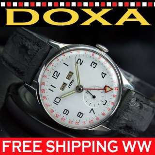Vintage DOXA Winding Triple Date Calendar Watch Uhr  