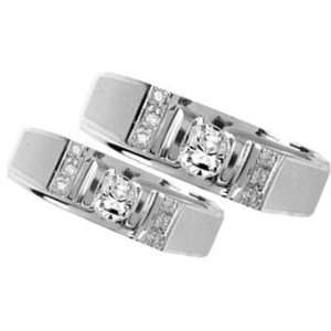   Duo Two Piece Matching Bands Ring Set with Lab Created Gems: Jewelry