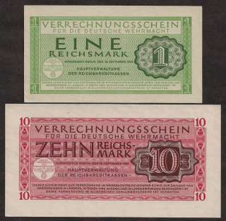 Germany   Armed Forces Clearing Notes   1&10 Marks 1944  